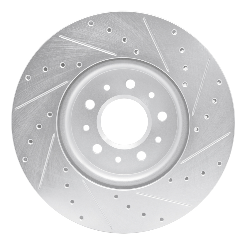 Buick Regal Sportback Brake Rotor (1) - Front Left - R1 Concepts - Drilled & Slotted - Silver - `16-`21
